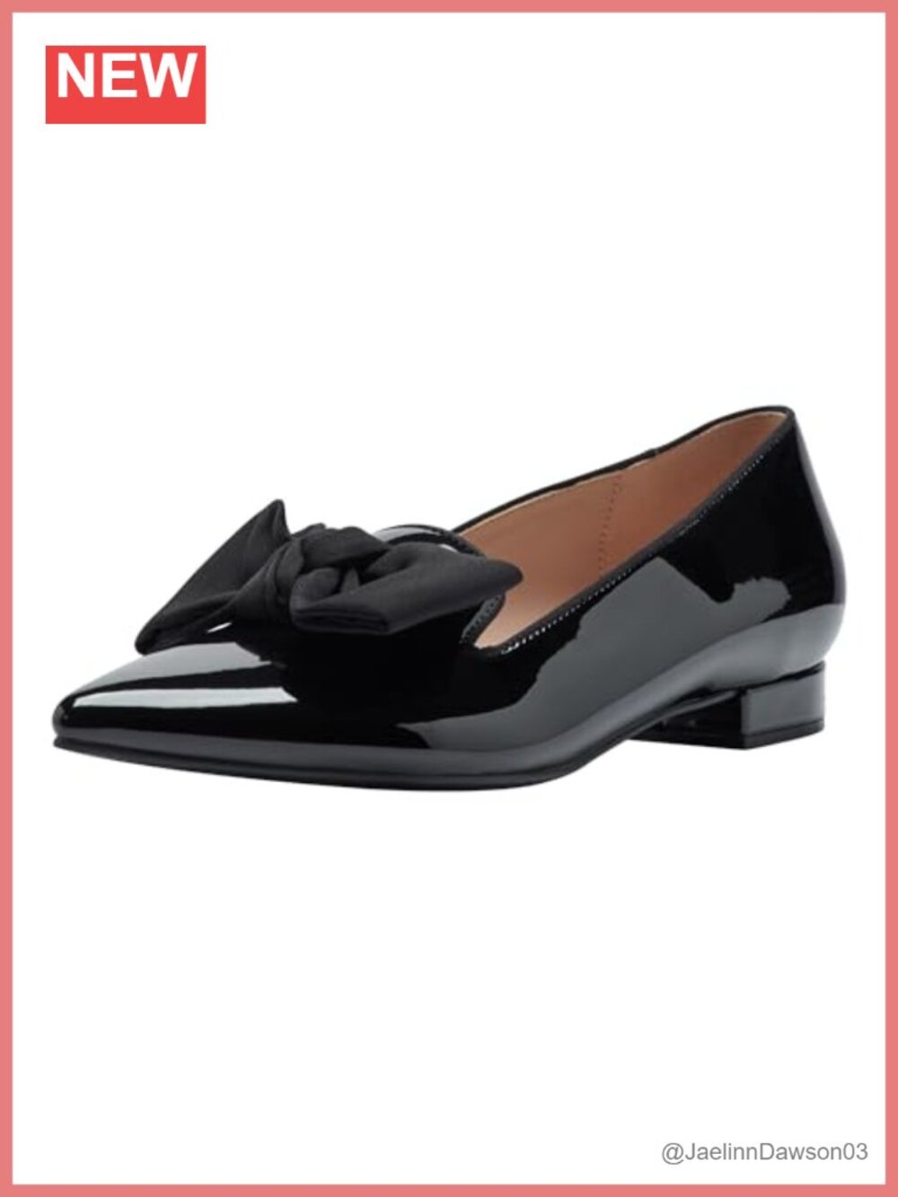 Faux Patent Leather Slip-On Loafer with Bow Detailing Pointed Toe
